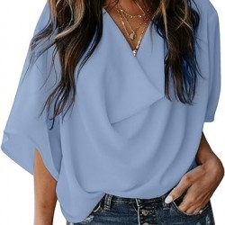 Dokotoo Womens Blouses and Tops Short Sleeve Chiffon Shirts and Tops