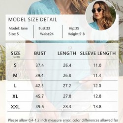 EADINVE Womens Tshirts V Neck Short Sleeve Buttons Tops Tee Solid Color Blouse Loose Fit