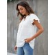 Blooming Jelly Womens White Blouse V Neck Ruffle Sleeve Flowy Shirts Dressy Casual Cute Summer Tops