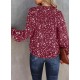 Dokotoo Women's Casual V Neck Alicia Floral Print Smocked Long Sleeve Chiffon Blouses Bohemian Top Shirts