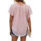 Mansy Women's Casual Floral Print V Neck Ruffle Short Sleeve Summer Shirts Tops Loose Blouses