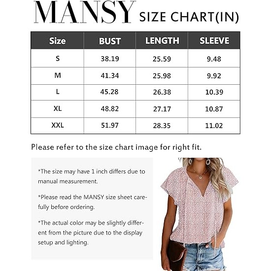 Mansy Women's Casual Floral Print V Neck Ruffle Short Sleeve Summer Shirts Tops Loose Blouses