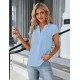 Blooming Jelly Women's Dressy Casual Tops Business Work Blouses White Button Down Shirts Cap Sleeve V Neck Tshirt