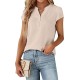 Blooming Jelly Women's Dressy Casual Tops Business Work Blouses White Button Down Shirts Cap Sleeve V Neck Tshirt