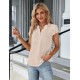 Blooming Jelly Women's Dressy Casual Tops Business Work Blouses White Button Down Shirts Cap Sleeve V Neck Tshirt