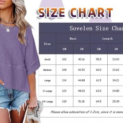 Sovelen Women's Summer Casual Crewneck Batwing Half Sleeve T-Shirts Solid Color Loose Fit Cute Basic Flowy Tops Tees Blouses