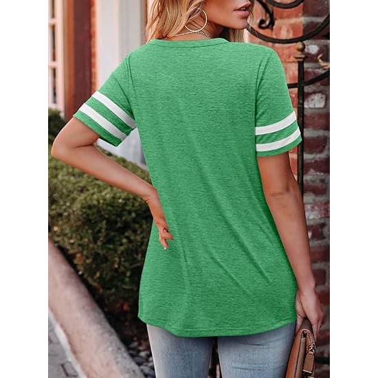 Angerella Summer Tops for Women Casual V Neck T Shirts Short Sleeve Tunic Tops Loose Fit