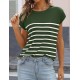 MIROL Women's Cap Sleeve Striped Tops 2024 Batwing Short Sleeve Summer Crewneck Tee Knit Casual Loose Shirts