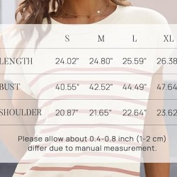 MIROL Women's Cap Sleeve Striped Tops 2024 Batwing Short Sleeve Summer Crewneck Tee Knit Casual Loose Shirts