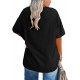 Fisoew Women's Plus Size V Neck T Shirts Summer Half Sleeve Tees Casual Loose Fit Cotton Tunic Tops