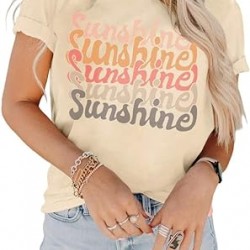 INFITTY Womens Funny Letters Print T Shirts Short Sleeve Shirts Cute Sunshine Graphic Tees Summer Casual Loose Tops