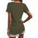 Elesomo Women Shirts V Neck Short/Long Sleeve Cotton Tops T-Shirt Basic Tees