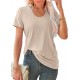 WIHOLL Summer Tops for Women Scoop Neck Basic Tees Short Sleeve Casual T-Shirts Loose Fit