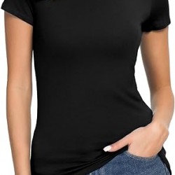 Urban CoCo Women's Crewneck Slim Fitted Short Sleeve T-Shirt Stretchy Bodycon Basic Tee Tops