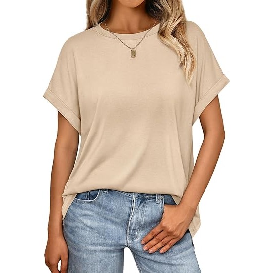 AUTOMET Women Tops Casual Basic T Shirts Loose Fit Crewneck Short Sleeve Summer Outfits