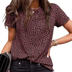 EVALESS Womens Casual Polka Dot Tops Crewneck Short Sleeve T Shirts Fashion 2024 Spring Summer Loose Fit Shirts