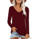 Elesomo Womens T Shirts V Neck Summer Short/Long Sleeve Cotton Tops Tees