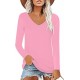 Elesomo Womens T Shirts V Neck Summer Short/Long Sleeve Cotton Tops Tees