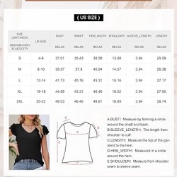 Dokotoo Women's Casual Ruffle Short Sleeve Tops Cute Solid Color Knit Ribbed T Shirts Blouses