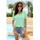 WIHOLL Tops for Women Summer Casual Ruffle Trim Sleeve Square Neck T Shirts