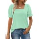 WIHOLL Tops for Women Summer Casual Ruffle Trim Sleeve Square Neck T Shirts