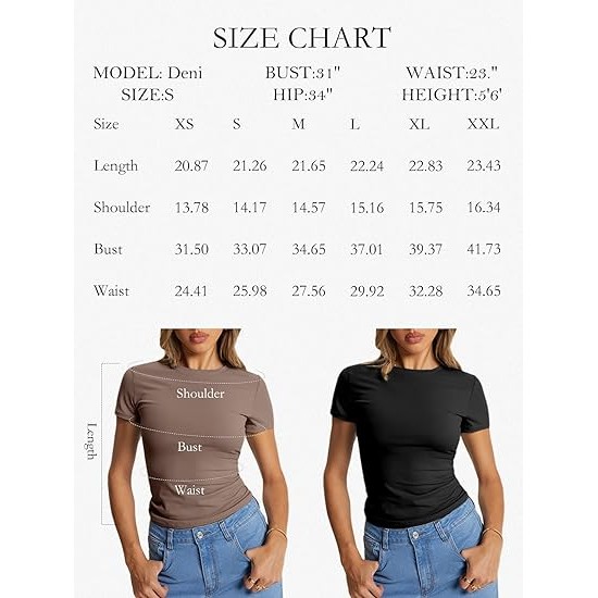 Trendy Queen Womens Short Sleeve T Shirts Crewneck Summer Basic Tee Slim Fit Tight Y2k Crop Tops