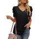 XIEERDUO Womens Summer Shirt V Neck Casual Tshirts Puff Sleeve Tops for Women Solid Color XS-3XL