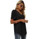 XIEERDUO Womens Summer Shirt V Neck Casual Tshirts Puff Sleeve Tops for Women Solid Color XS-3XL