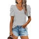 XIEERDUO Womens Summer Shirt V Neck Casual Tshirts Puff Sleeve Tops for Women Solid Color XS-3XL