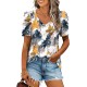 XIEERDUO Womens Summer Shirt V Neck Casual Tshirts Puff Sleeve Tops for Women Solid Color XS-3XL