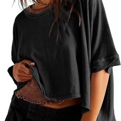 Dokotoo Summer Tops 2024 Womens Solid T Shirts for Women Loose Oversized Shirts Basic Tee 