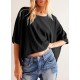 Dokotoo Summer Tops 2024 Womens Solid T Shirts for Women Loose Oversized Shirts Basic Tee 