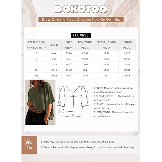 Dokotoo Summer Tops 2024 Womens Solid T Shirts for Women Loose Oversized Shirts Basic Tee 