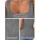 MEROKEETY Women's Ribbed Tank Tops Knit Square Neck Sleeveless Shirts Summer Casual Basic Tanks