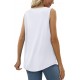 Saloogoe Summer Tank Tops for Women Loose Fit Pleated Square Neck Sleeveless Tops Curved Hem Flowy