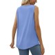 Saloogoe Summer Tank Tops for Women Loose Fit Pleated Square Neck Sleeveless Tops Curved Hem Flowy