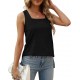 XIEERDUO Summer Tank Tops for Women Square Neck Loose Fit Casual Fashion Flowy Sleeveless