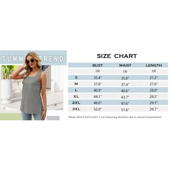 XIEERDUO Summer Tank Tops for Women Square Neck Loose Fit Casual Fashion Flowy Sleeveless