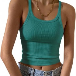 Artfish Women's Sleeveless Tank Top Form Fitting Scoop Neck Ribbed Knit Basic Cami Shirts