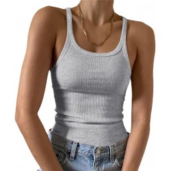 Artfish Women's Sleeveless Tank Top Form Fitting Scoop Neck Ribbed Knit Basic Cami Shirts