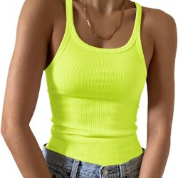 Artfish Women's Sleeveless Tank Top Form Fitting Scoop Neck Ribbed Knit Basic Cami Shirts