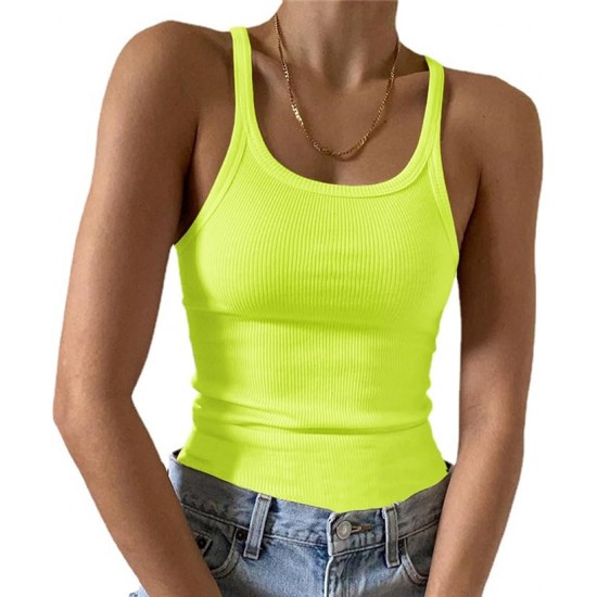 Artfish Women's Sleeveless Tank Top Form Fitting Scoop Neck Ribbed Knit Basic Cami Shirts