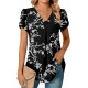 Anyally Women's Plus Size Summer Dressy Chiffon Blouses Short Sleeve V Neck Tunic Tops for Leggings Casual T-Shirts