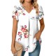 Anyally Women's Plus Size Summer Dressy Chiffon Blouses Short Sleeve V Neck Tunic Tops for Leggings Casual T-Shirts