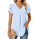 Anyally Women's Plus Size Summer Dressy Chiffon Blouses Short Sleeve V Neck Tunic Tops for Leggings Casual T-Shirts