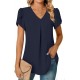 Anyally Women's Plus Size Summer Dressy Chiffon Blouses Short Sleeve V Neck Tunic Tops for Leggings Casual T-Shirts