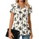 Anyally Women's Plus Size Summer Dressy Chiffon Blouses Short Sleeve V Neck Tunic Tops for Leggings Casual T-Shirts