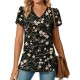 Anyally Women's Plus Size Summer Dressy Chiffon Blouses Short Sleeve V Neck Tunic Tops for Leggings Casual T-Shirts