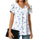 Anyally Women's Plus Size Summer Dressy Chiffon Blouses Short Sleeve V Neck Tunic Tops for Leggings Casual T-Shirts