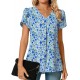 Anyally Women's Plus Size Summer Dressy Chiffon Blouses Short Sleeve V Neck Tunic Tops for Leggings Casual T-Shirts